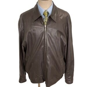 CLAUDE LAMONT Jacket Mens 4XLarge Dark Brown Soft Leather Bomber Moto  Zip Lined